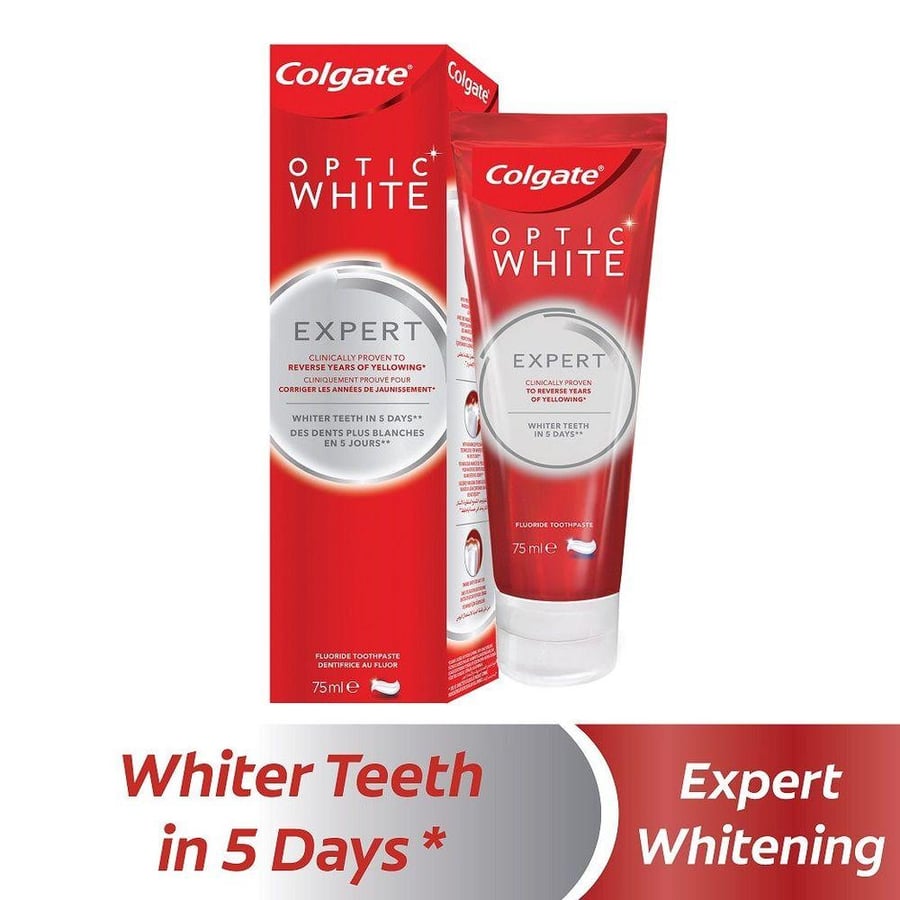 كولجيت معجون الاسنان 75 مل اوبتك وايت انستاند. Colgate Optic White Expert Whitening Toothpaste 75ml