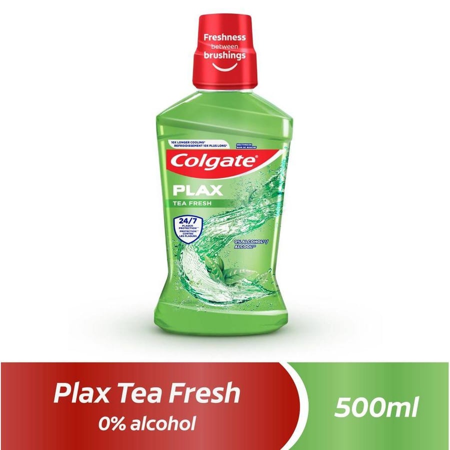 كولجيت غسول فم 500 مل بلاكس بالشاي المنعش.   Colgate Plax Fresh Tea Mw 500 Ml