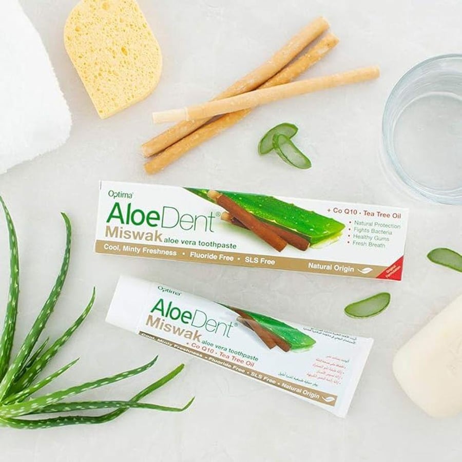 الودنت معجون الاسنان 100 مل ثلاثي التاثير بالمسواك.  Aloedent Toothpaste Miswak - 100ml
