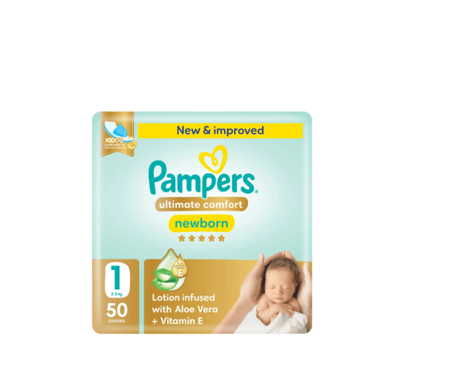 بامبرز حفاضات بريميوم مقاس 1 عبوة 4   50 حفاض لبشرة ناعمة - حفاضات أطفال بامتصاص عالي وراحة طوال اليوم