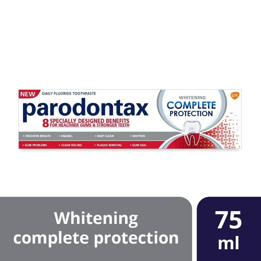بارودونتكس معجون الاسنان 75 مل حمايه كامله للتبييض. Parodontax Toothpaste Complete Protection Whitening 75ml