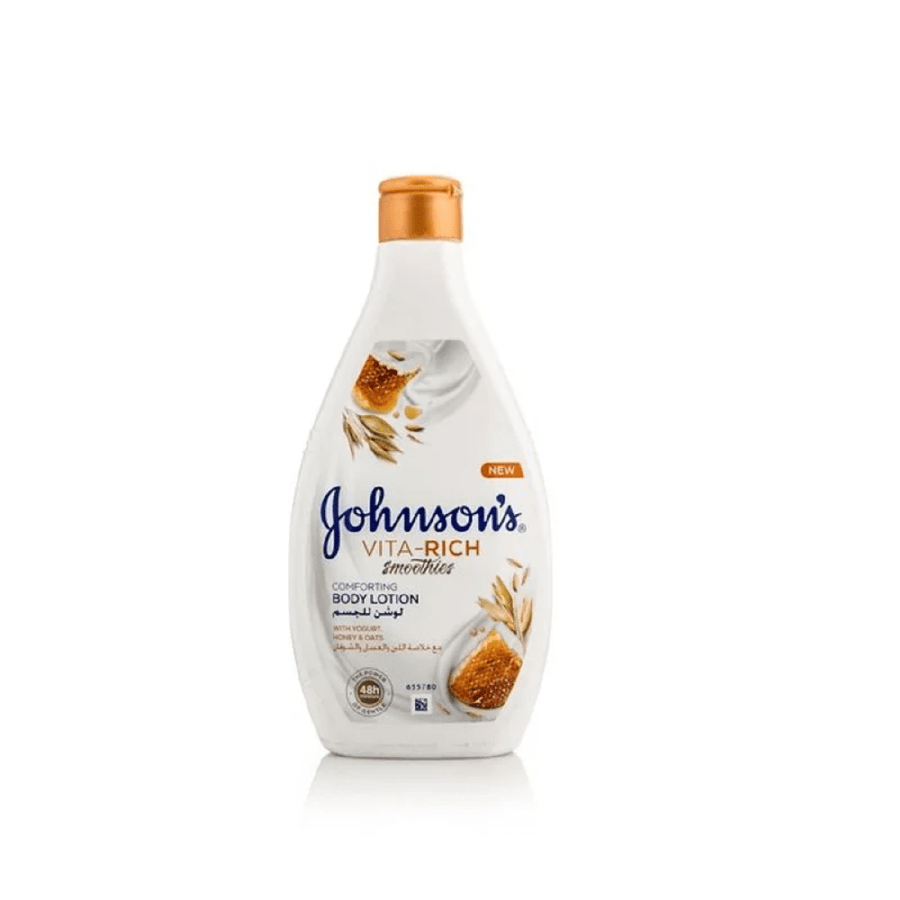 جونسون لوشن جسم 250 مل فيتا ريش اللبن والعسل والشوفان.  Johnson’s Vita-Rich Smoothies Comforting Body Lotion, With Yogurt, Honey & Oats, Non-Greasy,