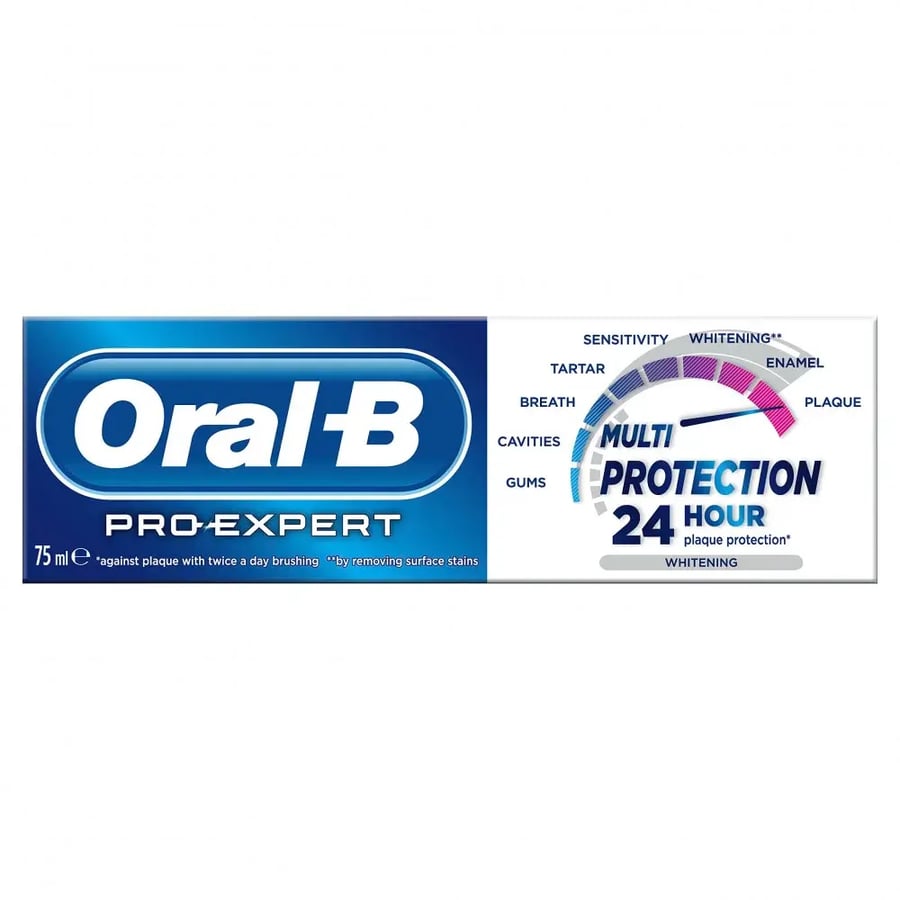 اورال -بي معجون الاسنان 75 مل بالفلوريد بياض صحي نعناع. Oral-B Pro Expert Fluoride Toothpaste Whitening 75 Ml