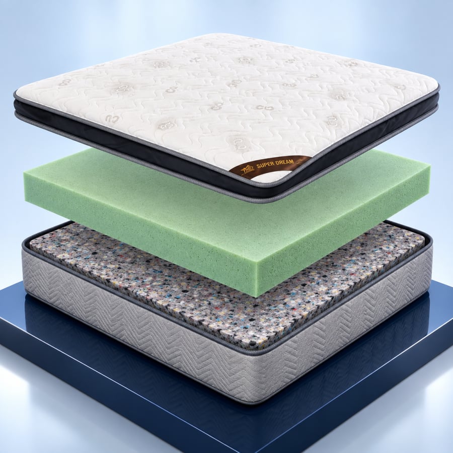 مرتبة سوبر دريم بثلاث طبقات وPillow Top طري – راحة ودعم متوازن-مقاس 200*200