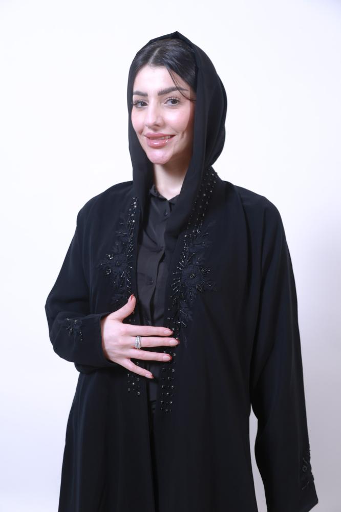 عباية قماش ملكي شغل شك يدوي مزخرف