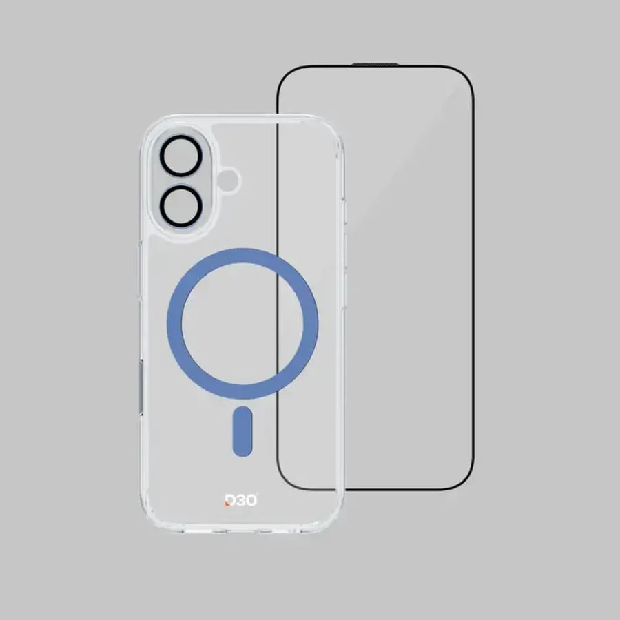 بكج حماية ايفون 17 ارمرو برو ازرق كفر شفاف مع حماية الشاشة