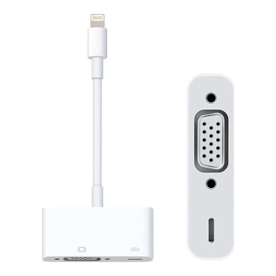 وصلة لايتنينج الى vga ابل بيضاء مع فتحة شحن