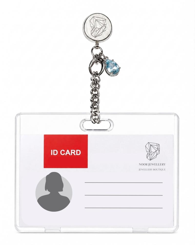 Id holderbrooch-silver&blue
