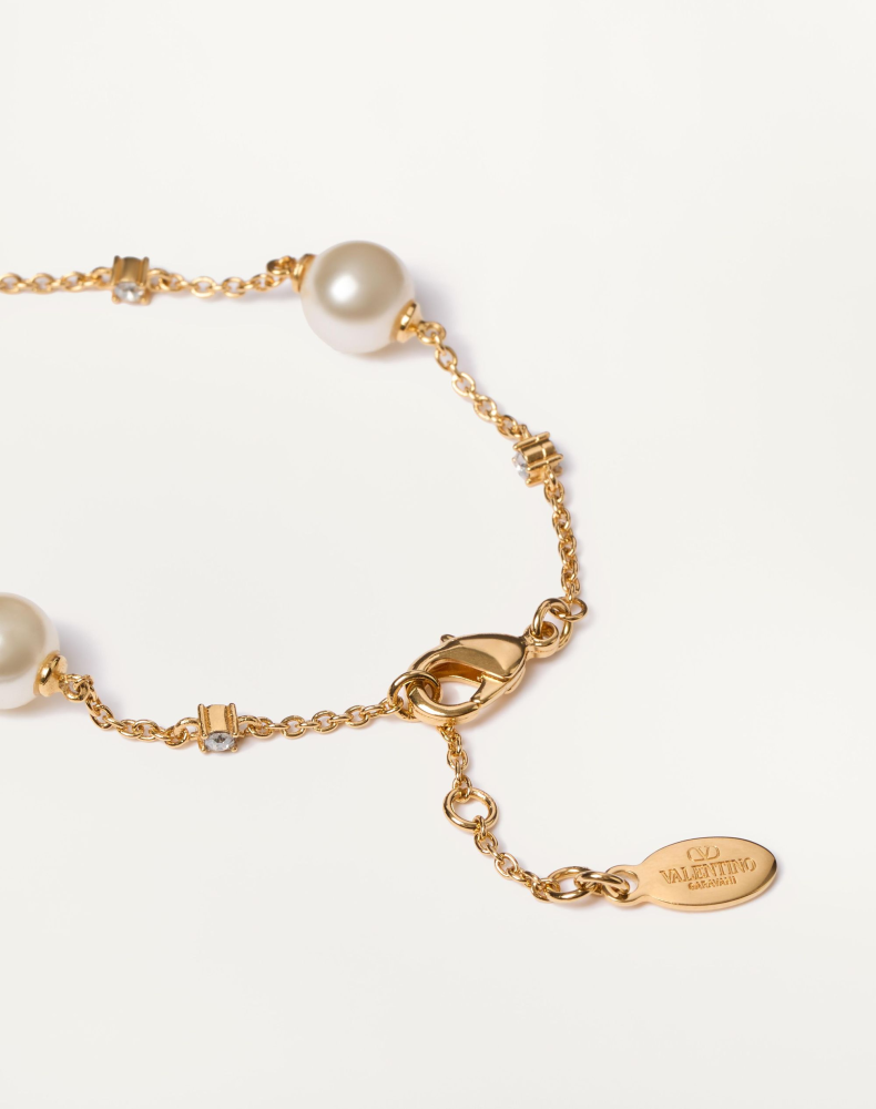 Valentino bracelet, gold, with pearls and rhinestones