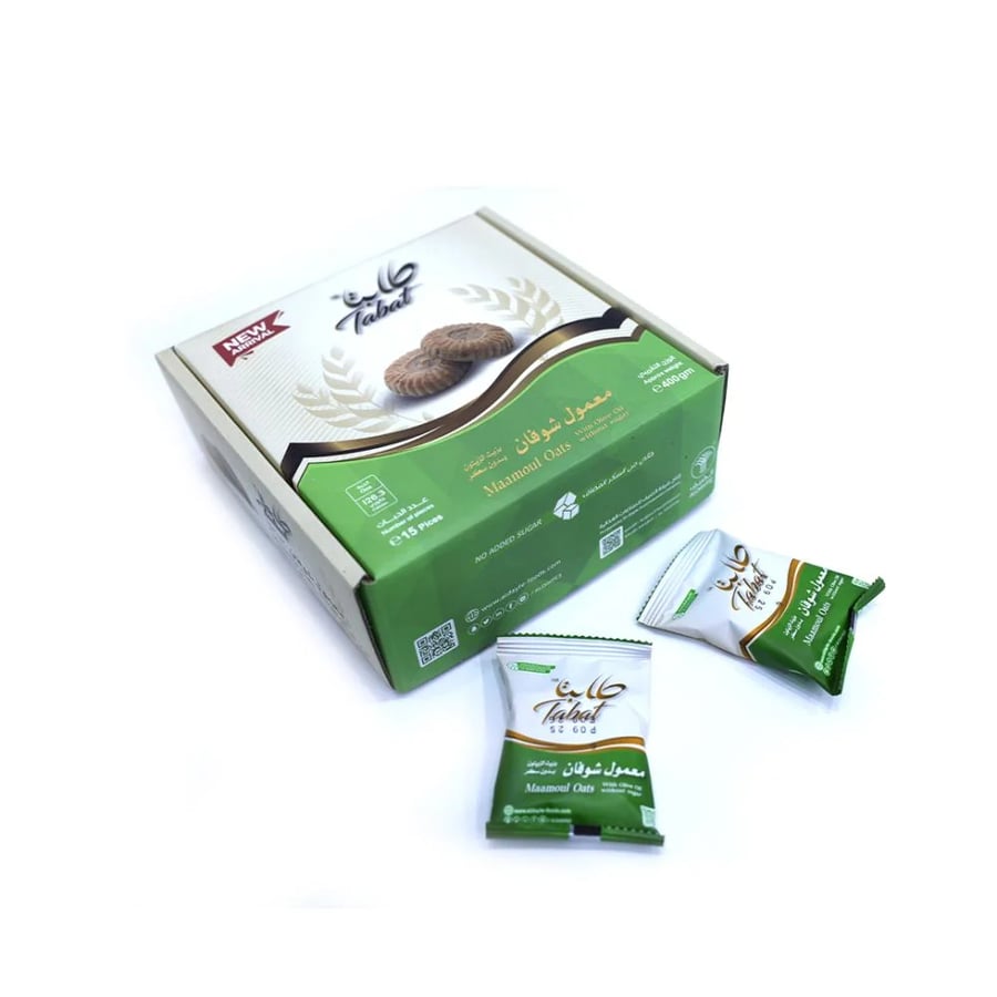 عبوة معمول ( شوفان ) بزيت الزيتون بدون سكر 400 جرام ( طابت )