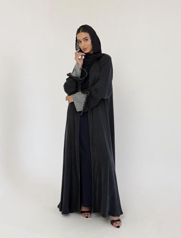 حرير مغسول كحلي مع كروشيه