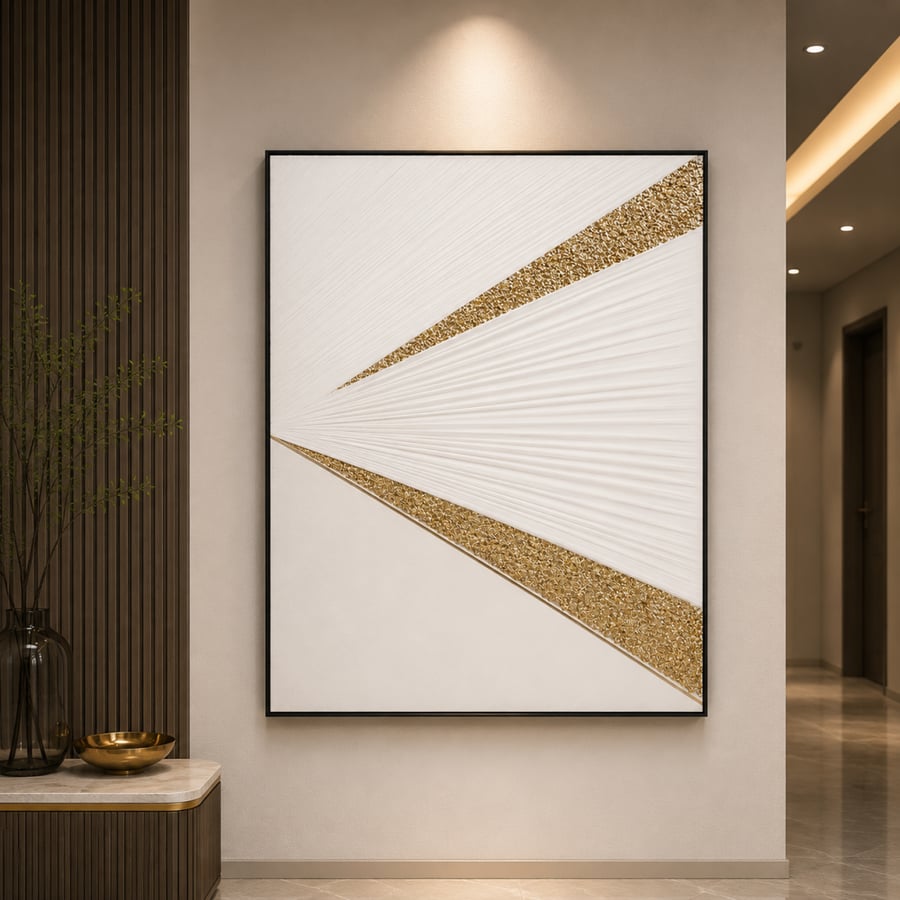لوحة جدارية فنية بتصميم انيق  وخطوط ذهبية 150 سم
