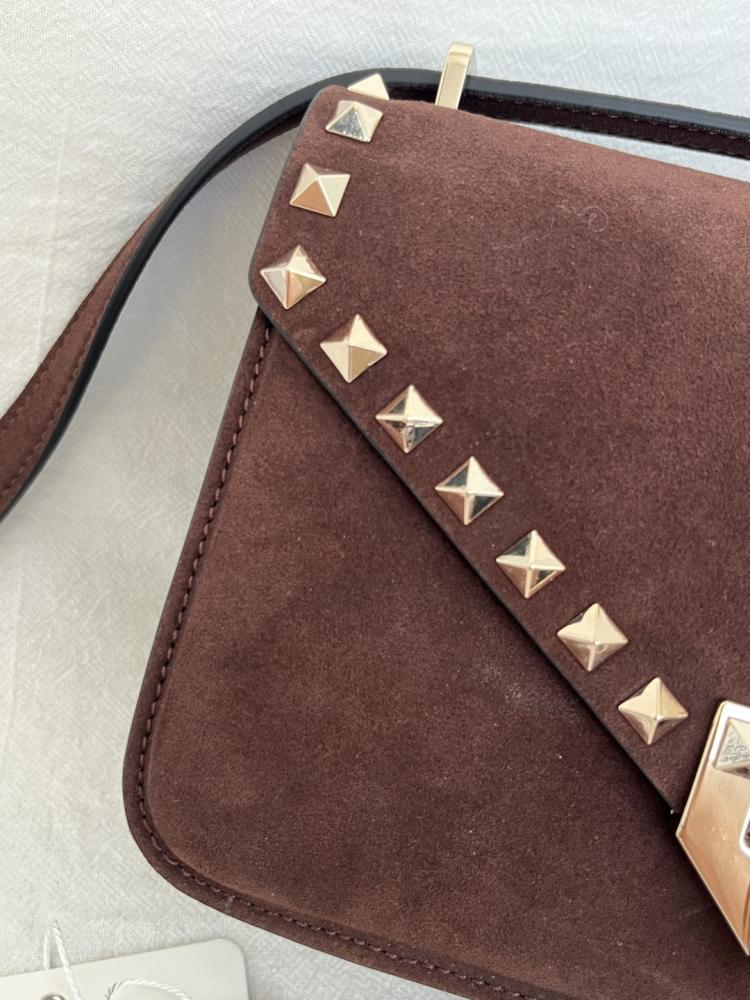 Valentino Garavani Rockstud Small Shoulder Bag In Suede