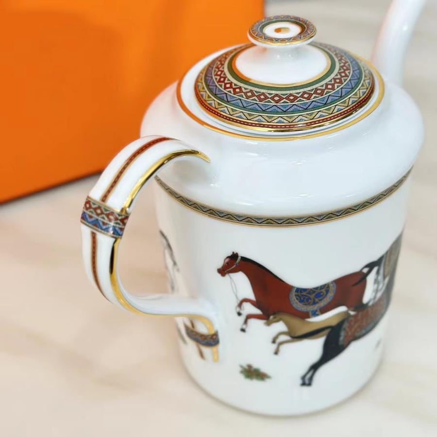 طقم قهوة وشاي فاخر 15 قطعة HERMES Cheval d'Orient
