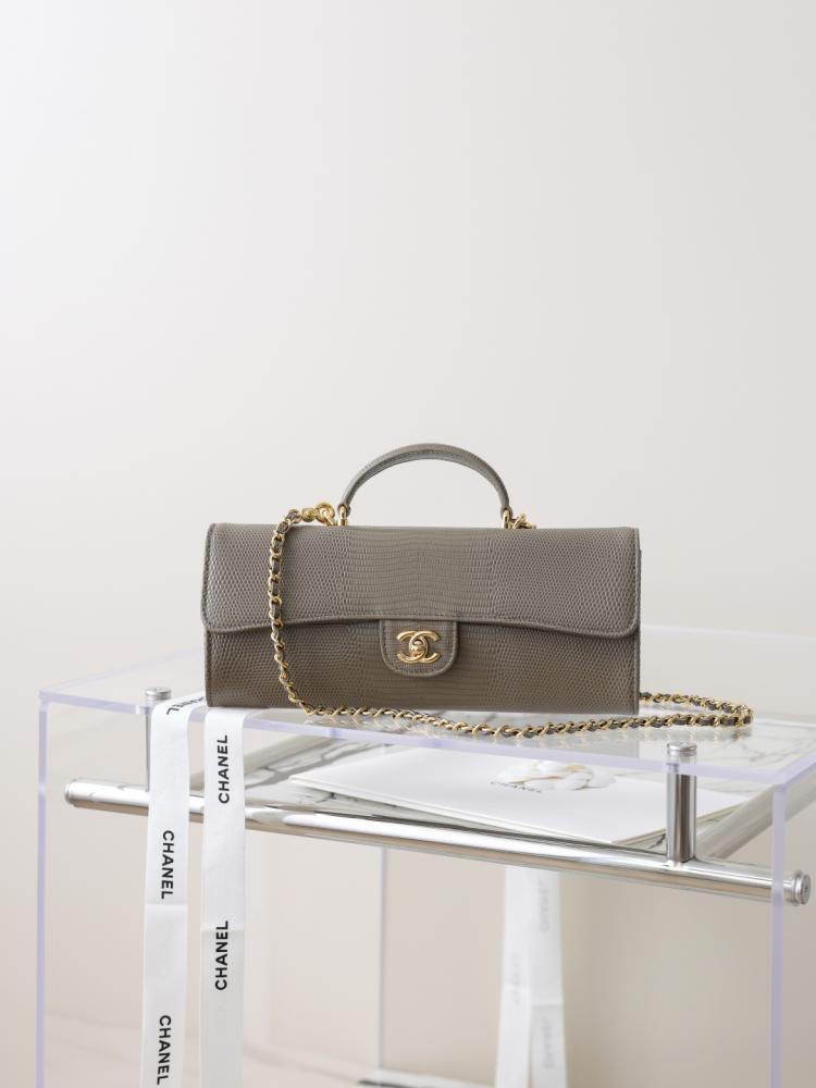 CHANEL Clutch with chain Lizard Embossed Calfskin
