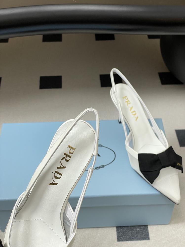 PRADA Bow Pointed high-heeled Sandals