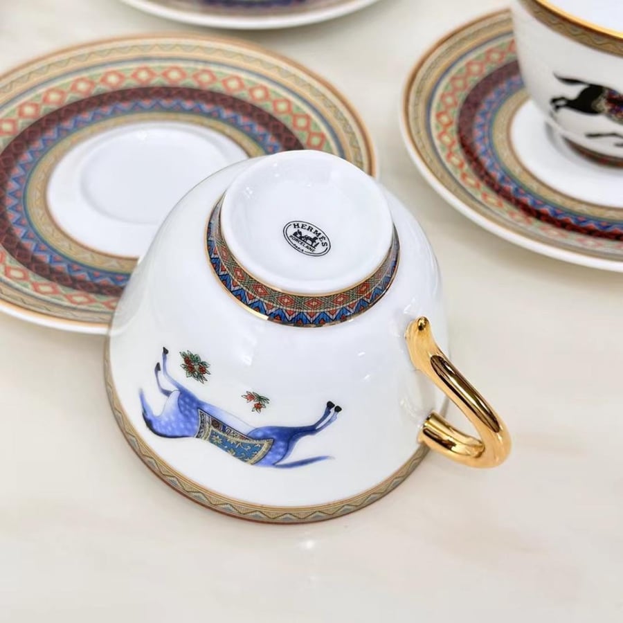 طقم قهوة وشاي فاخر 15 قطعة HERMES Cheval d'Orient