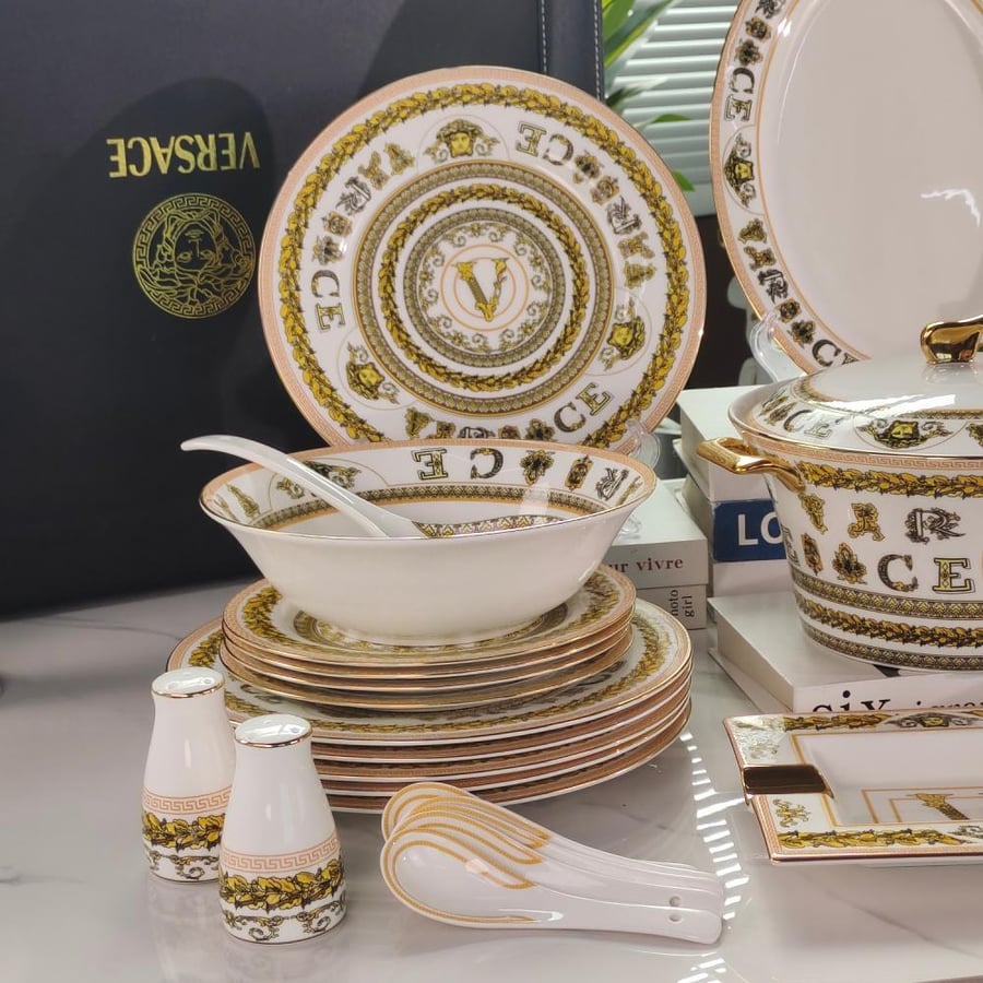 VERCACE طقم سفرة وقهوة فاخر 58 قطعة – تشكيلة فيرساتشيVirtus Gala White V