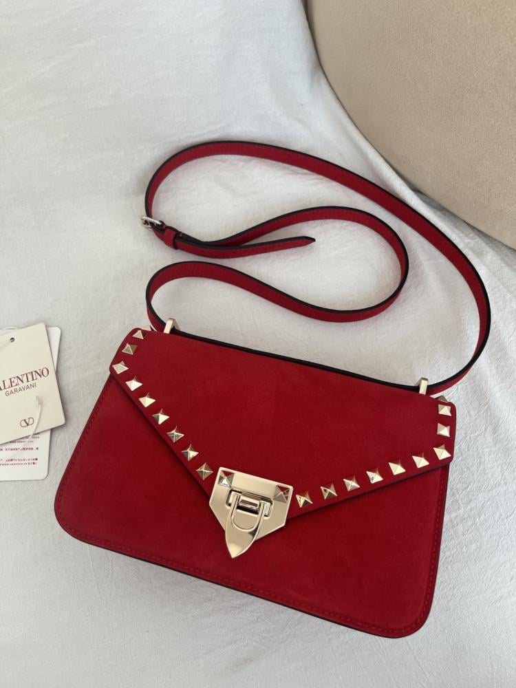 Valentino Garavani Rockstud Small Shoulder Bag In Suede