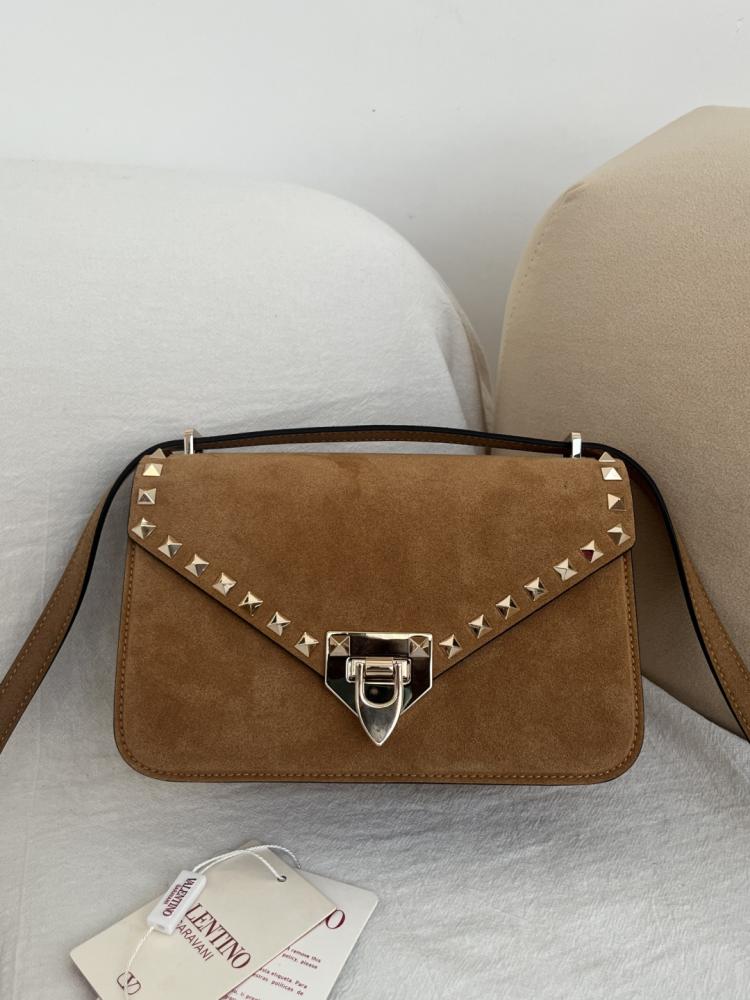 Valentino Garavani Rockstud Small Shoulder Bag In Suede