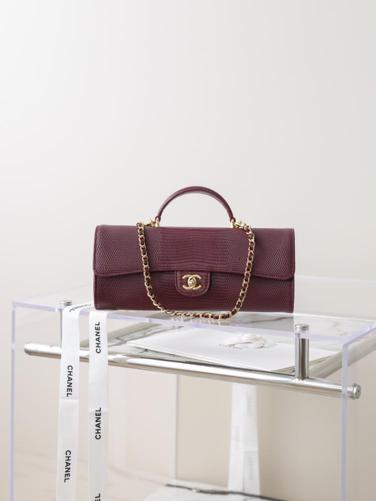 CHANEL Clutch with chain Lizard Embossed Calfskin