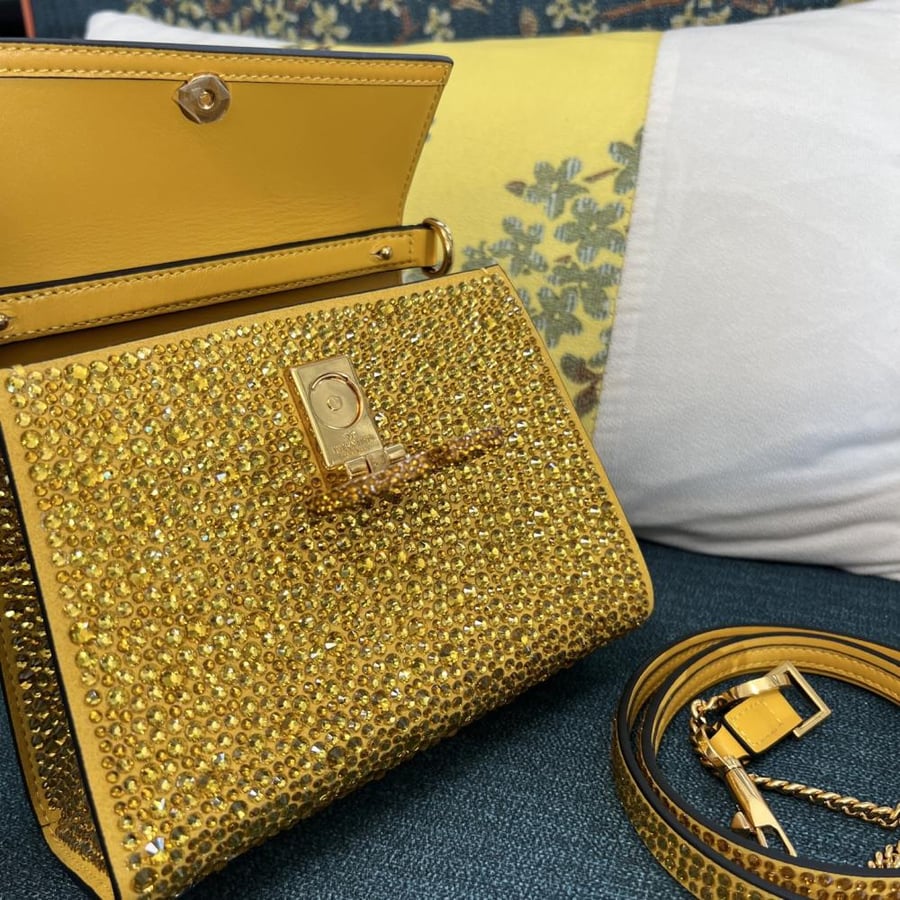 Valentino Garavani Mini VSLING Rhinestone-embellished Top-handle Bag
