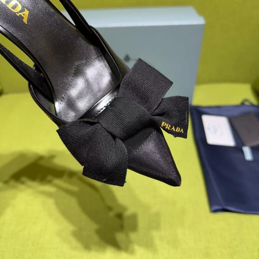 PRADA bow pointed high-heeled sandals
