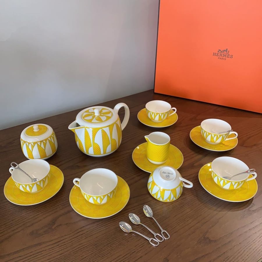 طقم قهوة وشاي فاخر 15 قطعة Soleil d'Hermès