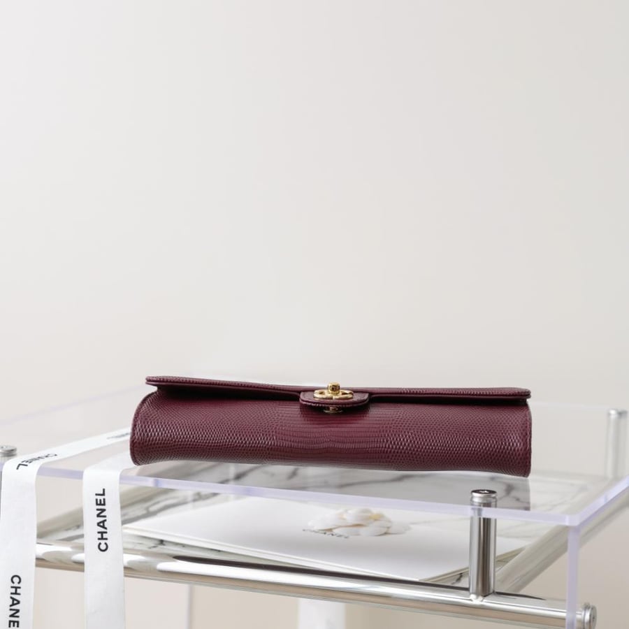 CHANEL Clutch with chain Lizard Embossed Calfskin