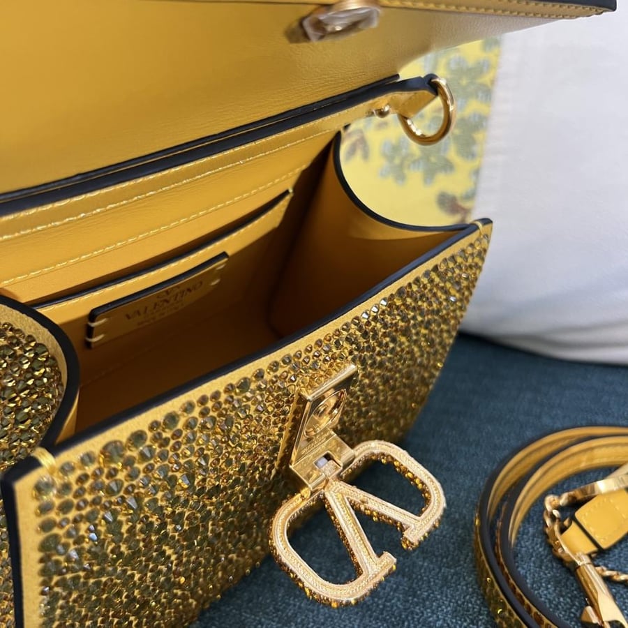Valentino Garavani Mini VSLING Rhinestone-embellished Top-handle Bag
