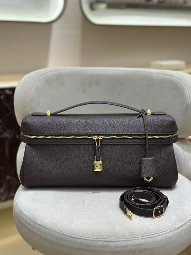 Loro Piana Extra Softy Dark chocolate licorice/Sun Gold L33 Bag