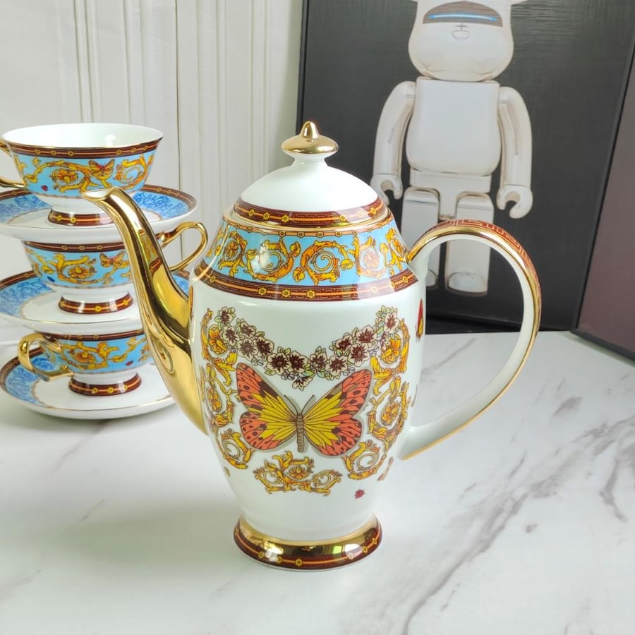 طقم قهوة وشاي فاخر 15 قطعة Versace Butterfly Garden