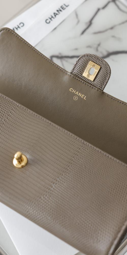 CHANEL Clutch with chain Lizard Embossed Calfskin