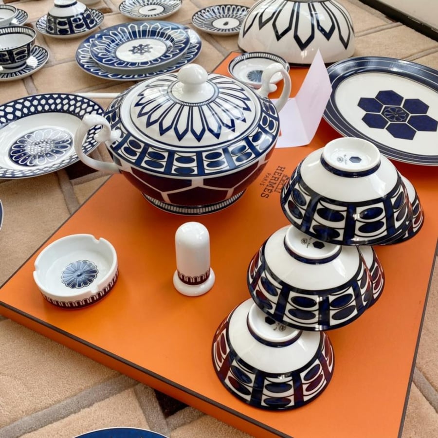طقم سفرة فاخر 58 قطعة HERMES Bleus d'Ailleurs
