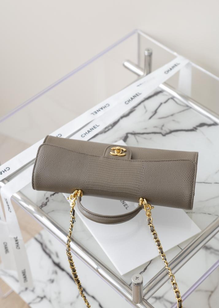 CHANEL Clutch with chain Lizard Embossed Calfskin