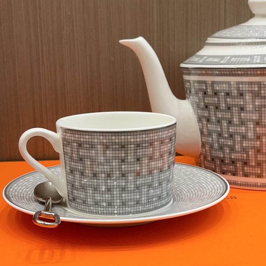 طقم قهوة وشاي فاخر موزاييك بلاتينيوم Hermès Mosaïque au 24 Platinum
