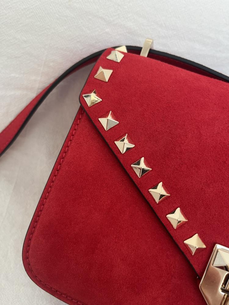 Valentino Garavani Rockstud Small Shoulder Bag In Suede