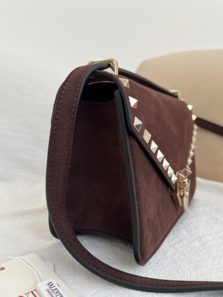Valentino Garavani Rockstud Small Shoulder Bag In Suede
