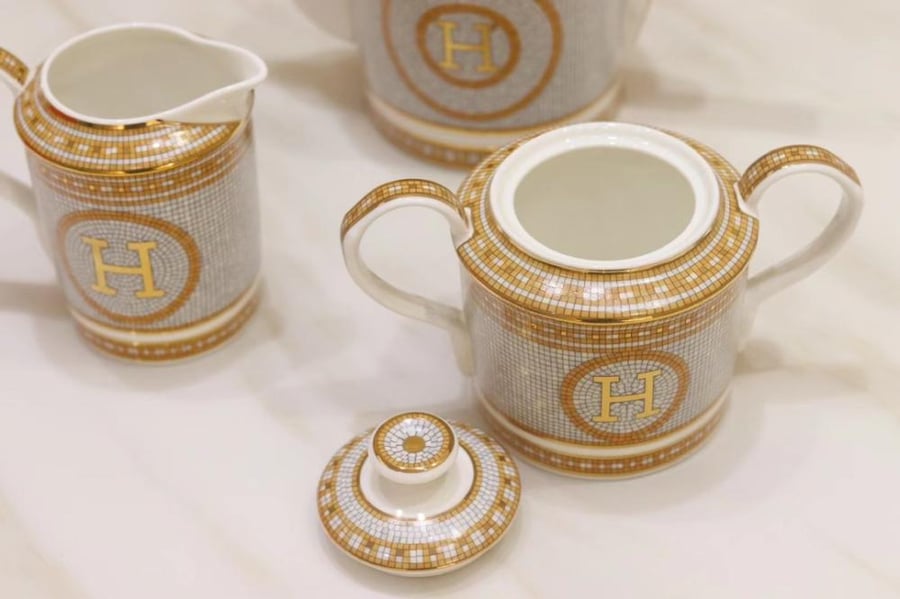 طقم قهوة وشاي فاخر 15 قطعة Hermès Mosaïque au 24
