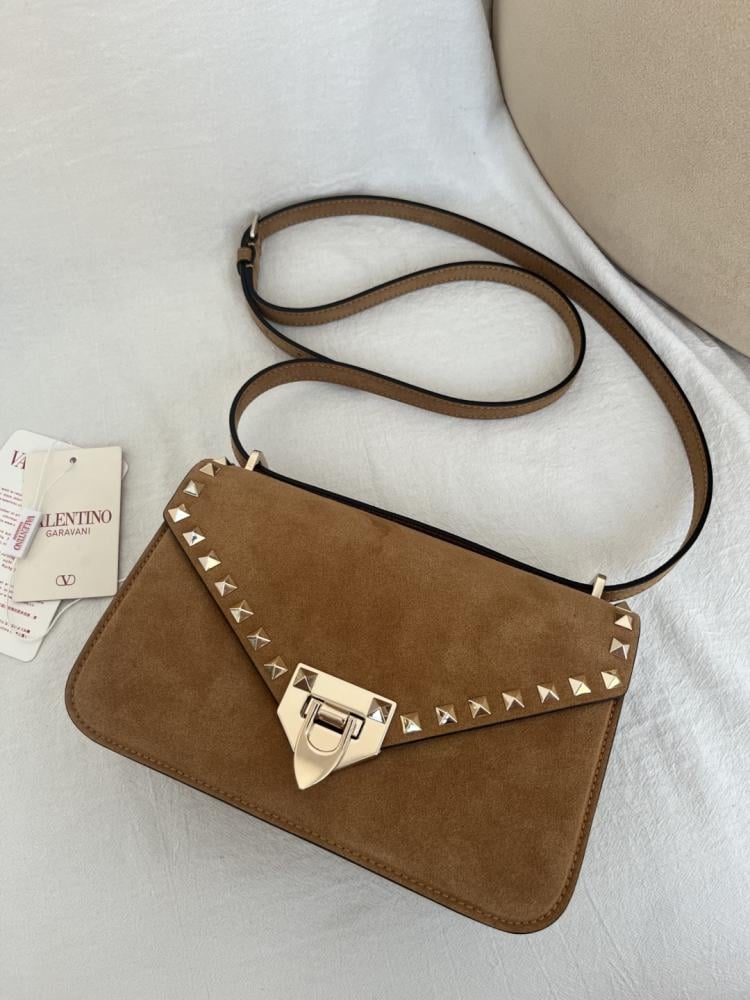 Valentino Garavani Rockstud Small Shoulder Bag In Suede