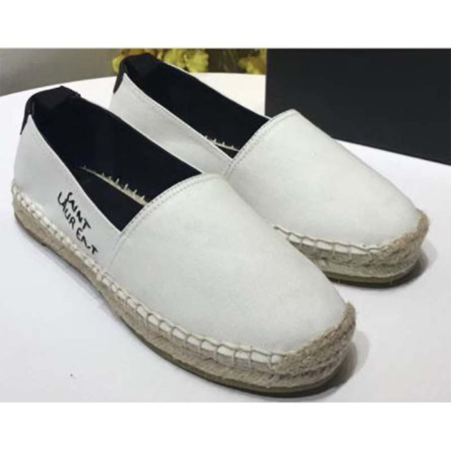 Saint Laurent Embroidered Espadrilles in Cotton – White (Woman)