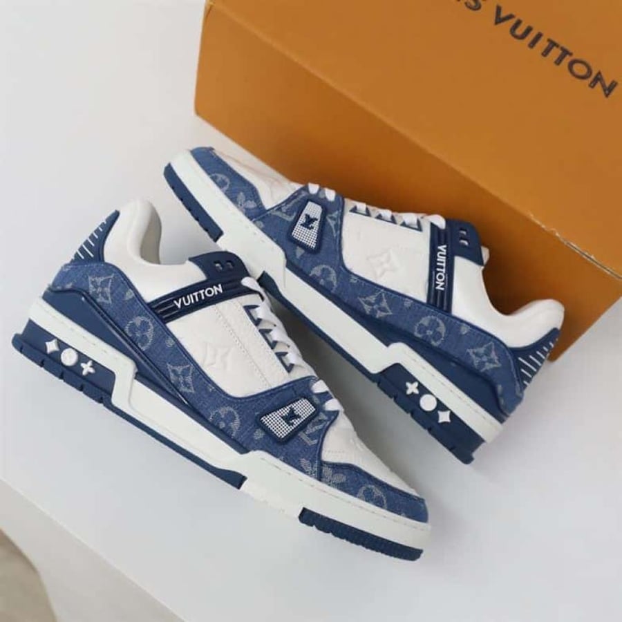 Louis Vuitton Trainer Monogram Denim White Blue – LVS006
