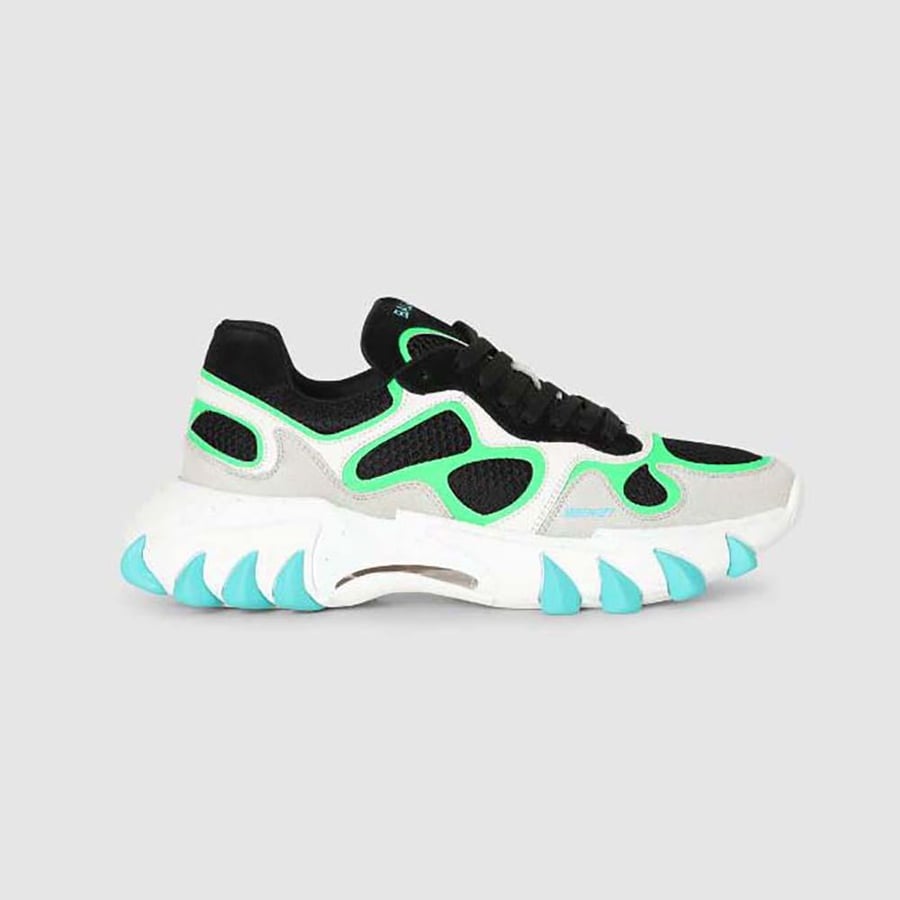 Balmain B-East Trainer in Leather Suede and Mesh – Aqua (Unisex)