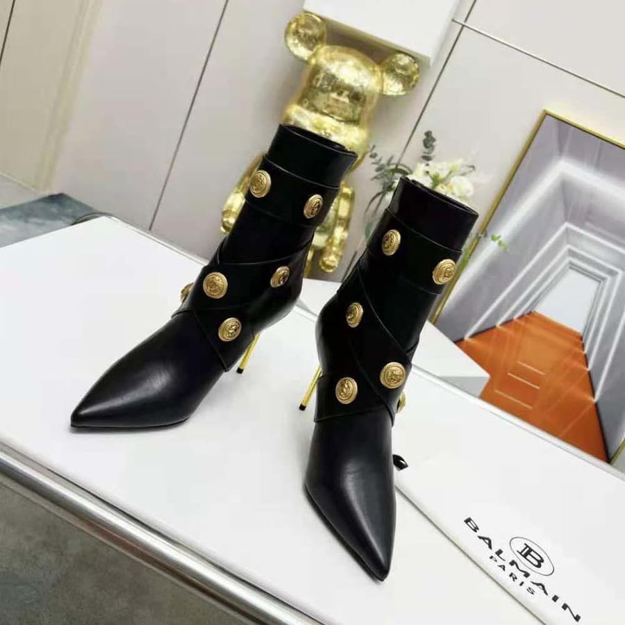 Balmain Alma Leather Ankle Boots – Black (Woman)