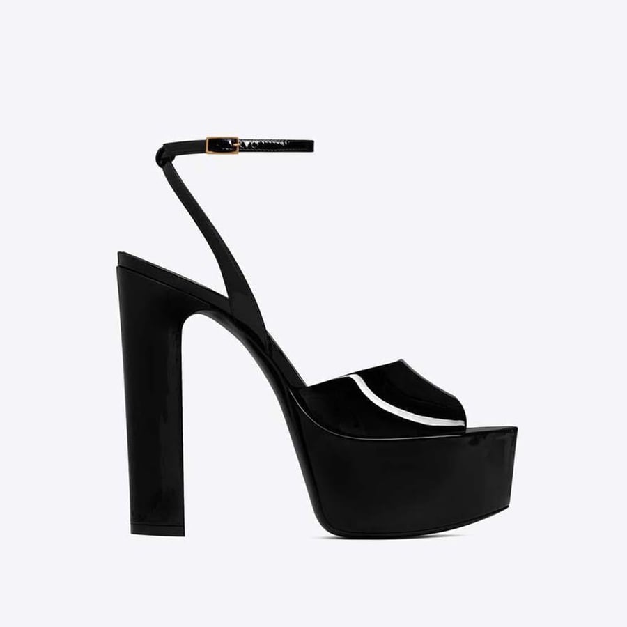 Saint Laurent Jodie Platform Sandals in Patent Leather – Black (Woman)