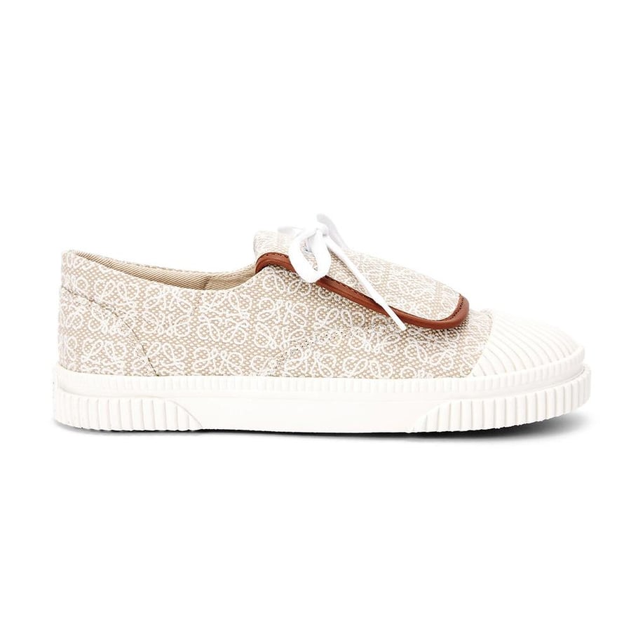Loewe Anagram Flap Sneaker in Canvas – White/Beige (Woman)