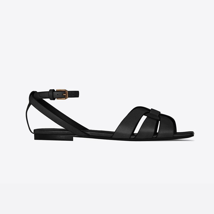Saint Laurent Tribute Flat Sandals in Smooth Leather (Woman)