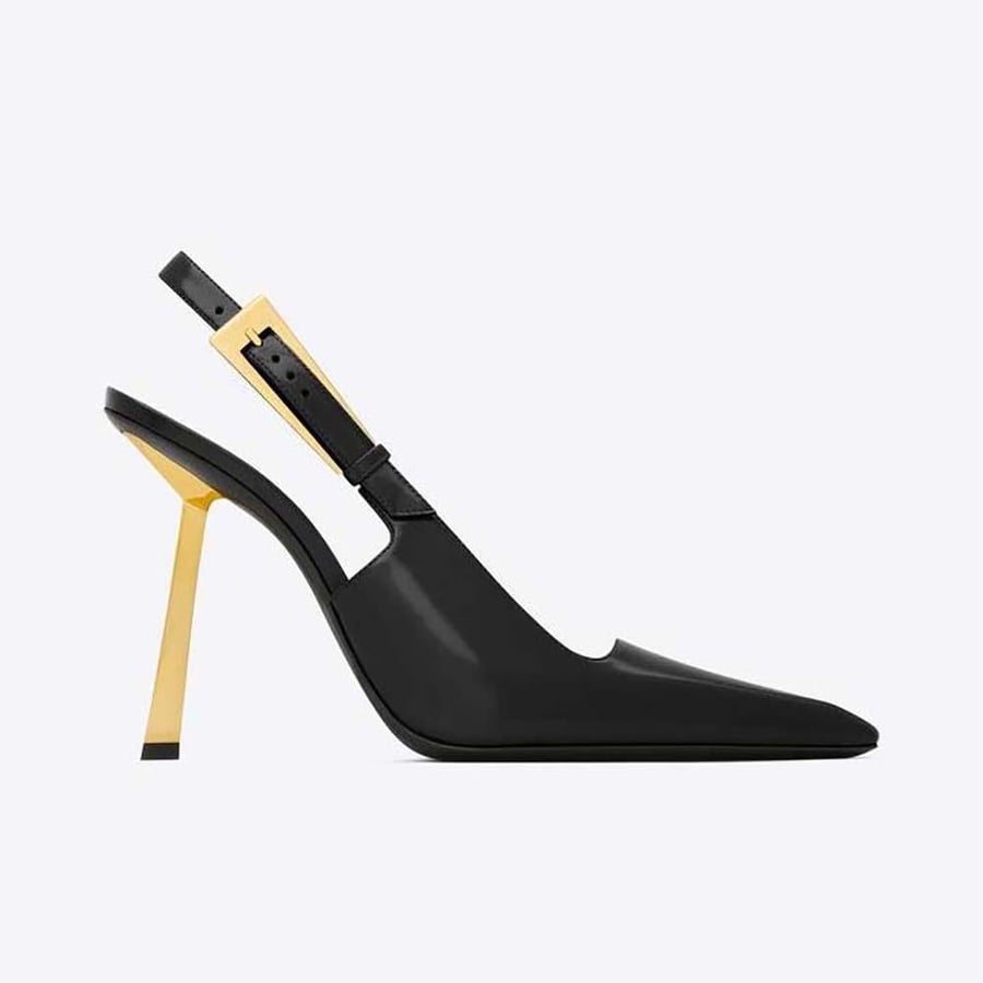 Saint Laurent Lee Slingback Pumps in Glazed Leather – Black Style 2 (Woman)