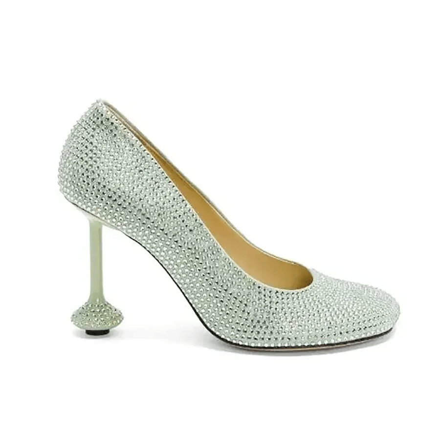 Loewe Toy Pump in Suede and Allover Rhinestones – Lime L815S01X79 (Woman)