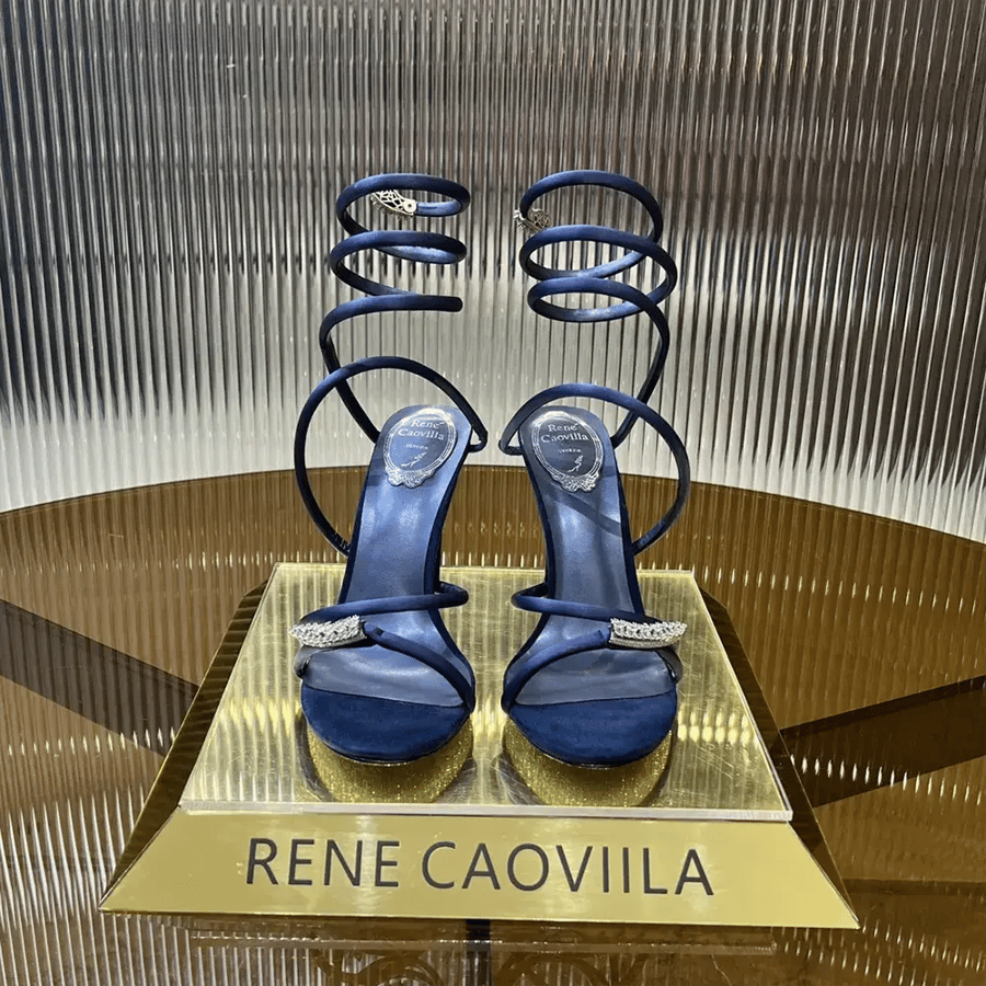 Rene Caovilla Serpente Midnight Blue Sandal with Crystals 105 – C11971105R0018000 (Woman)